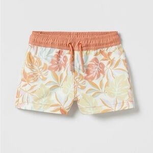 Zara Kids Floral tropical Swim Trunks - Orange and Cream 2-3T
